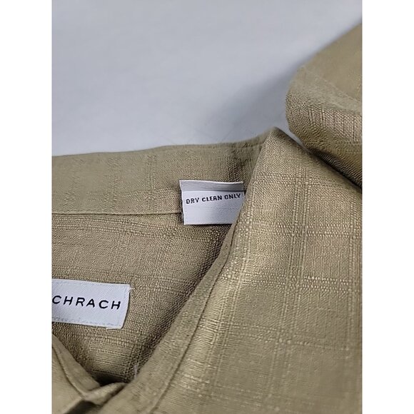 Bachrach Mens Long Sleeve Shirt Sz XL Beige   Button Down With Collar 63% Linen - Picture 5 of 15